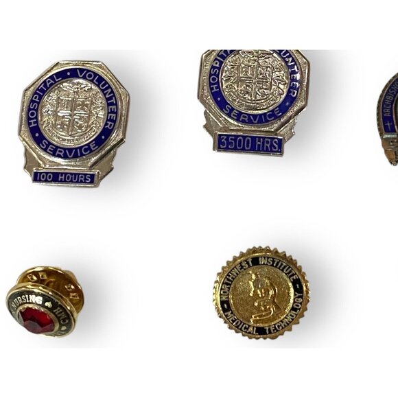 Vintage Hospital Volunteer & Nursing Pin Set -12 Pieces Medical Nurse Occupation - Picture 4 of 5